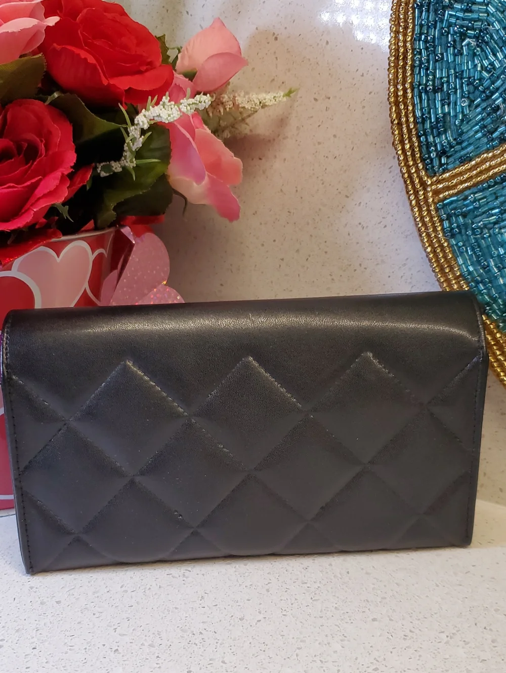 CHANEL Black Leather Wallet Clutch